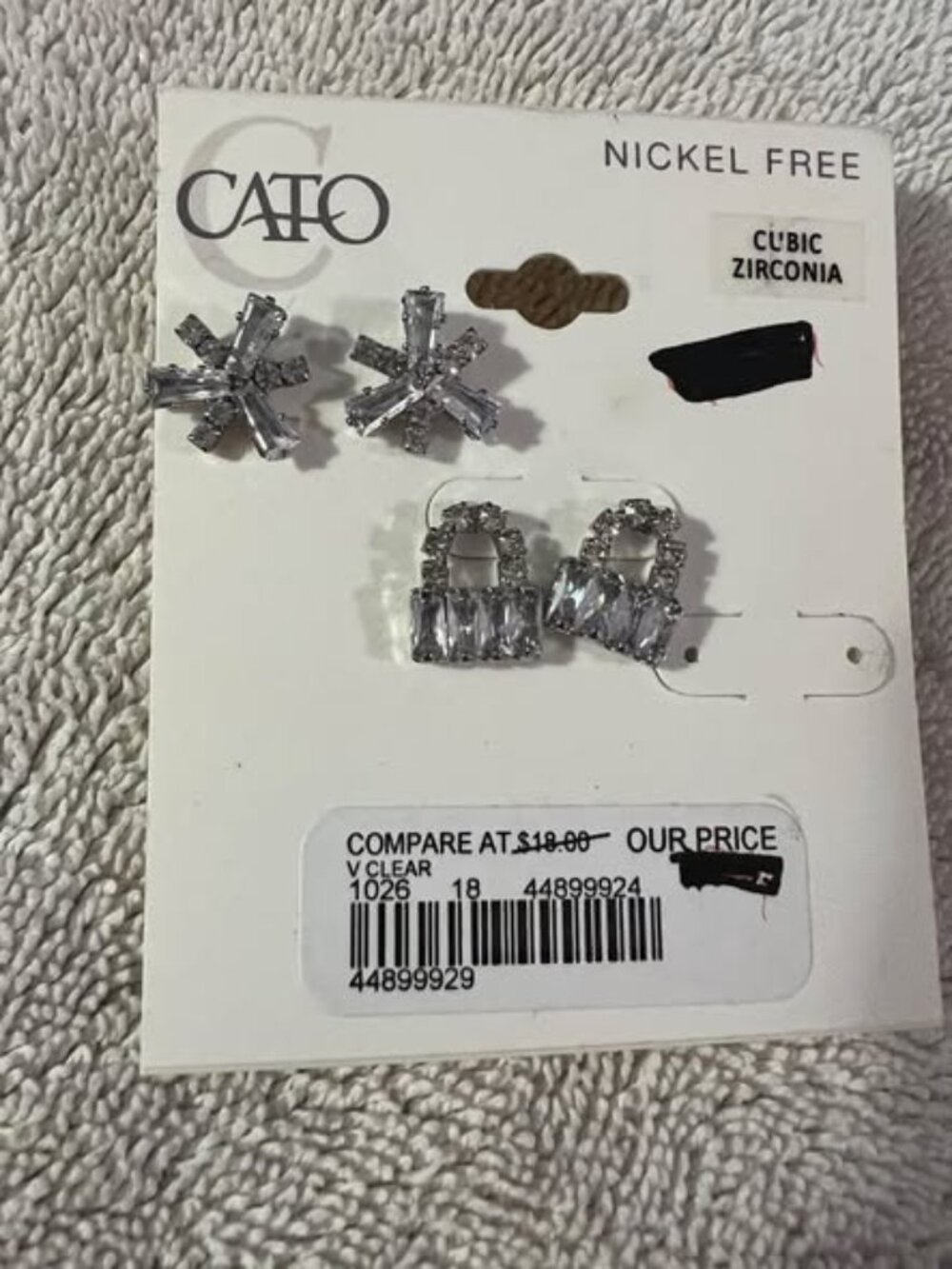 Cato - Set of 2 "Silver" and Rhinestone Stud Earrings